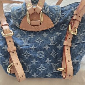 Blue Designer Monogram Denim Bag
